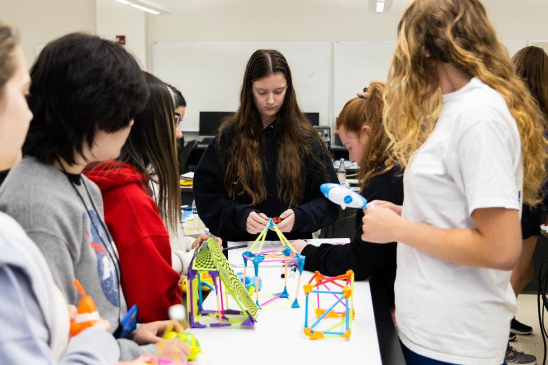 Students in lab working on STEM activity